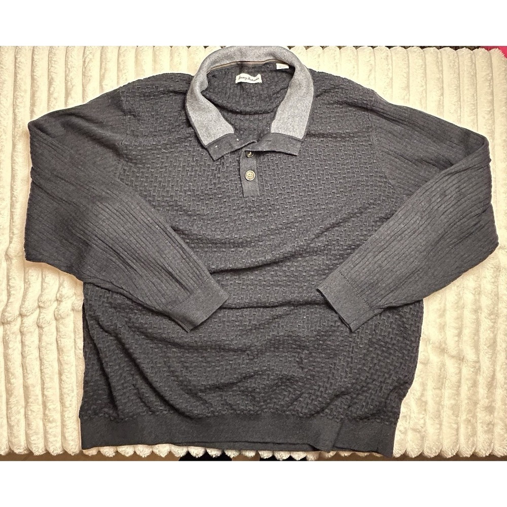 Tommy Bahama Men's Blue Navy Pullover Sweater V-Neck Long Sleeve Size XXXL 3XL